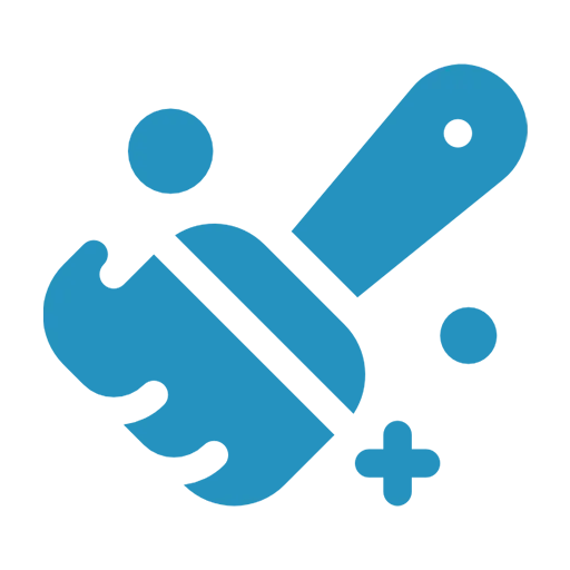 Dieses Bildsymbol zeigt eine Reinigungsbürste mit zusätzlichen Symbolen für Glanz, was eine jährliche gründliche Reinigung darstellt.