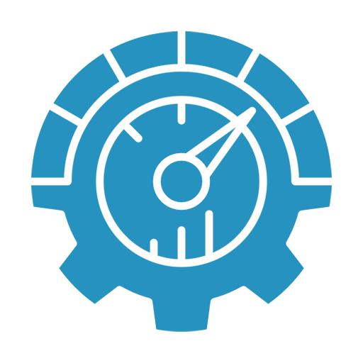 Dieses Bildsymbol zeigt ein Tachometer oder Messgerät, das auf maximale Leistung hinweist. Es symbolisiert maximale Effizienz.