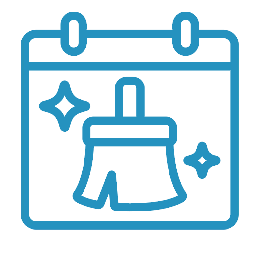 Dieses Bildsymbol zeigt ein Kalenderblatt, das symbolisch für spezifische, jahreszeitlich bedingte Reinigungen steht.