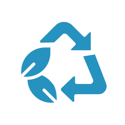 Dieses Bildsymbol zeigt drei Pfeile, die ein Recycling-Dreieck mit einem Blatt bilden. Es steht für umweltfreundliche Reinigungsmittel.