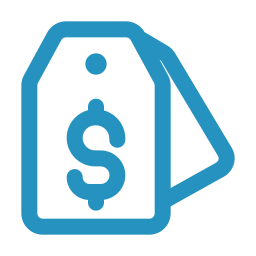Dieses Bildsymbol zeigt ein Preisschild mit einem Dollarzeichen. Es repräsentiert transparente Preise.